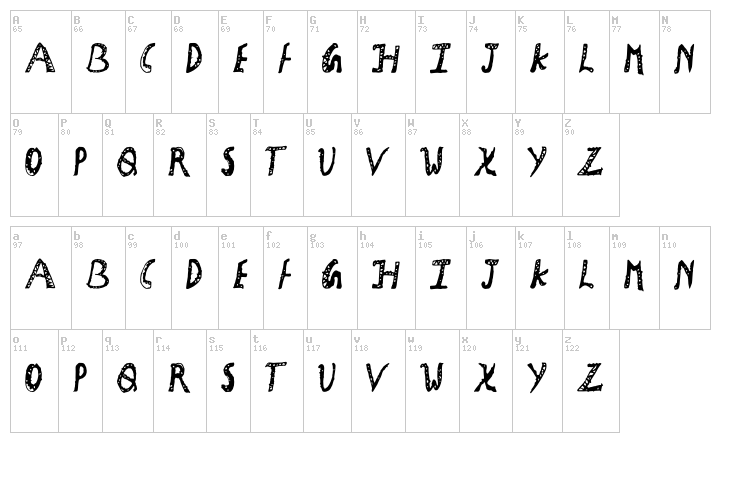 Holiday Craft font map